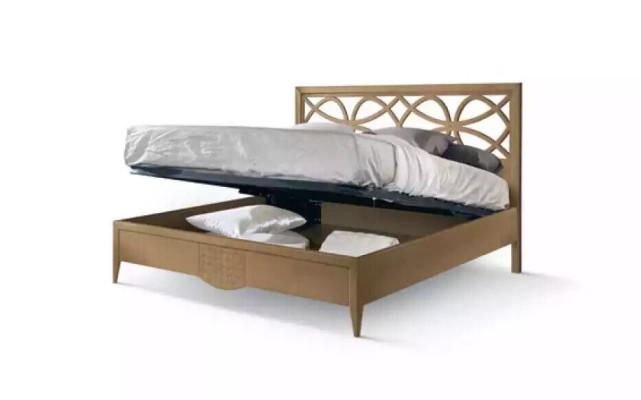 Muebles clásicos de lujo, cama de tela con 2 mesitas de noche, conjunto de 3 piezas para dormitorio.