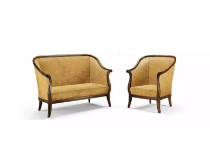 Sofá sofá tapizado clásico de 2 plazas sillón amarillo estilo italiano