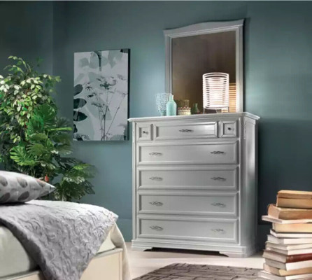 Cómoda con espejo Muebles Cómoda moderna de madera para dormitorio blanco Nuevo