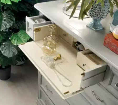 Cómoda con espejo Muebles Cómoda moderna de madera para dormitorio blanco Nuevo
