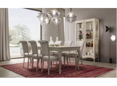 Mesa de comedor 6 sillas Vitrina Conjunto de comedor de 8 piezas Conjunto de sala de estar