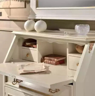 Cómoda blanca con espejo Conjunto de muebles de estilo clásico 2 piezas Aparador Cómodas