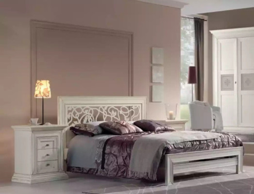 Cama + 2 mesitas de noche 3 piezas Conjunto de dormitorio Diseño Moderno Lujo Italia