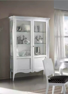 Vitrina Armario de cristal Blanco Lujo Muebles italianos Armarios Sala de estar