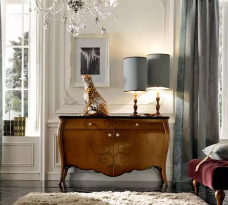 Mueble para la sala de estar de madera marrón, cómodas. Muebles italianos. Armarios.