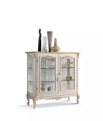 Armario de vidrio Vitrina de lujo Blanco Vitrina Muebles italianos clásicos
