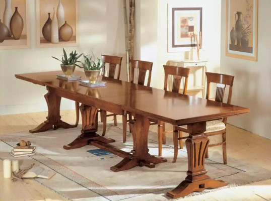 Mesa de comedor de madera, mesa de comedor de diseño de madera de lujo, muebles clásicos nuevos.