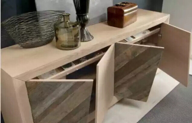 Mueble de sala de estar comedor de madera de lujo, armarios nuevos marrones.