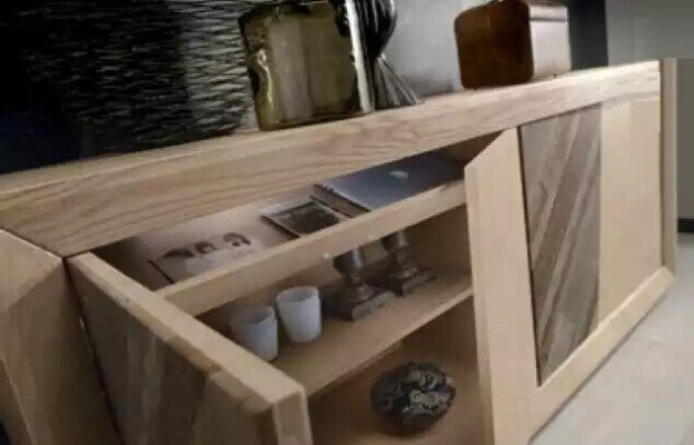 Mueble de sala de estar comedor de madera de lujo, armarios nuevos marrones.