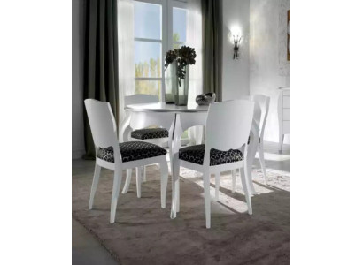 Mesa de comedor de madera blanca redonda, mesa clásica de comedor, muebles italianos, mesas nuevas.