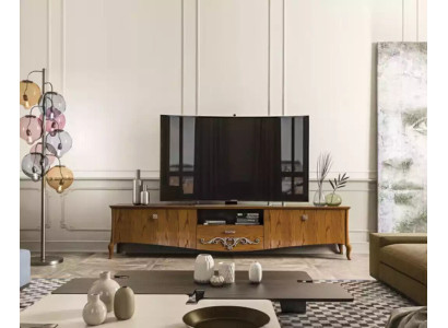 Soporte de TV RTV Estantería de diseño de salón Tablero de madera marrón Baúl bajo Nuevo de Italia