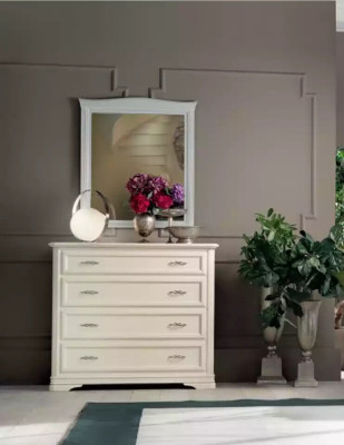 Cómoda con espejo de madera Muebles modernos Beige 2 piezas Nuevo