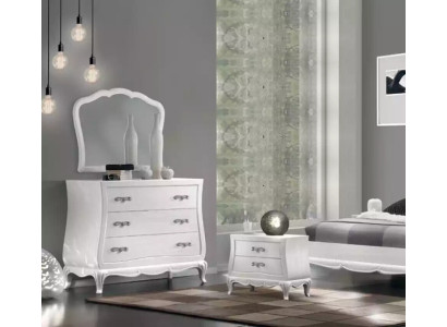 Cómoda con espejo, Muebles modernos de madera, dormitorio blanco, Nuevo