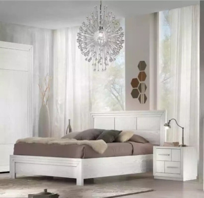 Diseño de dormitorio de 3 piezas Cama de lujo moderna con 2 mesitas de noche, nuevo conjunto de muebles.