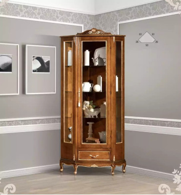 Vitrina de alta calidad de madera marrón de lujo muebles clásicos.