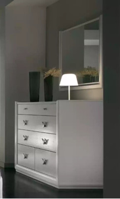 Cómoda Espejo Armario Estantería Consola Muebles Armario de madera Italia Set de 2 piezas.