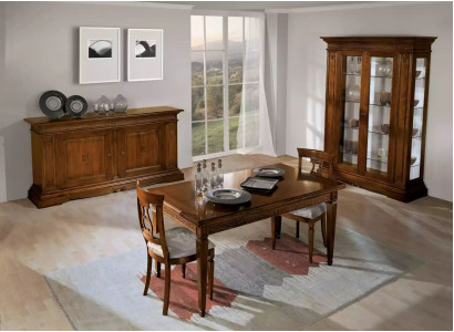 Conjunto de 7 piezas para comedor, mesa de comedor, 4 sillas vitrina de lujo, muebles de madera.