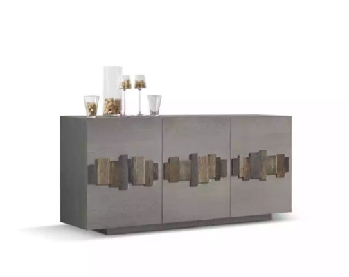 Cómoda Aparador de madera maciza Mueble Cómodas Aparador Gris
