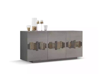 Cómoda Aparador de madera maciza Mueble Cómodas Aparador Gris