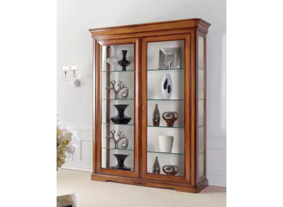 Clásico armario vitrina de cristal clásico marrón gabinete de madera