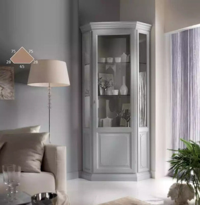 Eckvitrine armario blanco Vitrinas Sala de Estar Diseño Clásico Estante