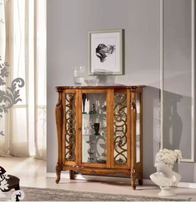 Clásico mueble vitrina armario de sala de estar gabinete de vidrio de madera