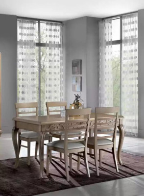 Diseño de comedor conjunto Mesa de comedor 8 piezas Muebles de madera Aparador 4 sillas Nuevas