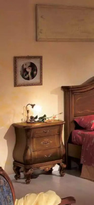 Mesa auxiliar de lujo para dormitorio de lujo estilo art déco de madera de hotel.