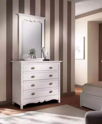 Madera Muebles de diseñador italiano Juego de muebles de 2 piezas Estilo de muebles de lujo Cómoda con espejo