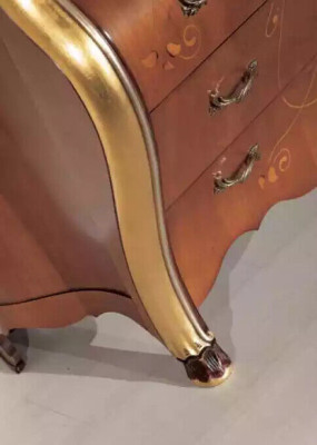 Mesitas de noche Mesita de noche Diseño clásico Muebles Madera Marrón Mesas auxiliares