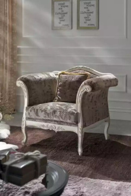 Sillón de 1 plaza Sofás tapizados de diseño de lujo Tela Gris Sofá Nuevo
