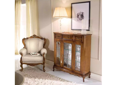 Diseño de muebles clásicos Vitrina marrón Armario de vidrio elegante lujoso nuevo
