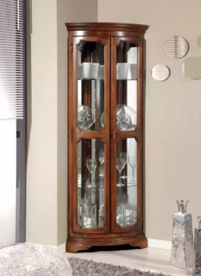Muebles clásicos de madera marrón vitrina de esquina gabinete de vitrina Muebles italianos