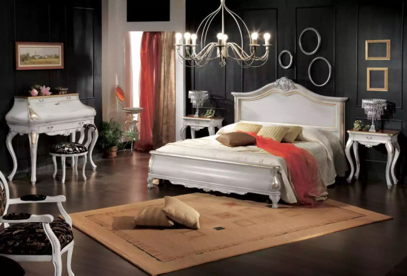 Mesita de noche Lujosos muebles de dormitorio blancos diseño exclusivo
