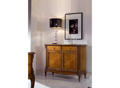 Aparador marrón, cómoda, armarios de madera, muebles de lujo para la sala de estar.