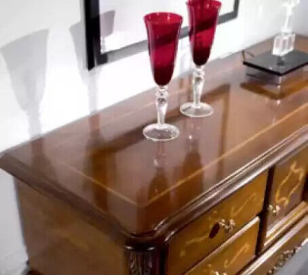 Aparador marrón, cómoda, armarios de madera, muebles de lujo para la sala de estar.