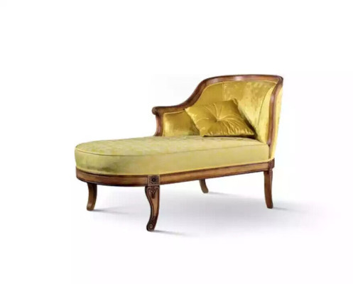 Chaiselongue Sofá de tela cama Chaise Clásico Amarillo Sofá textil Nuevo