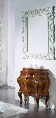 Mesita de noche mesa auxiliar muebles decoración italiana clásica de madera.