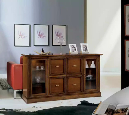 Aparador de sala de estar, armario de vidrio, vitrina, aparador de comedor, muebles de madera.