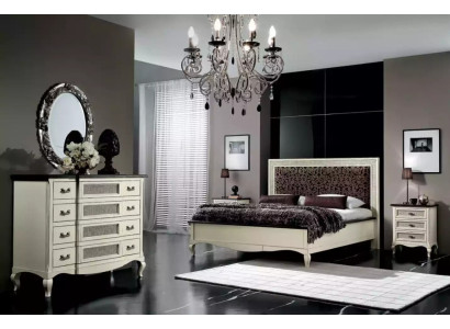 Cama 2x mesitas de noche 5 piezas Muebles italianos Aparador Dormitorio Madera