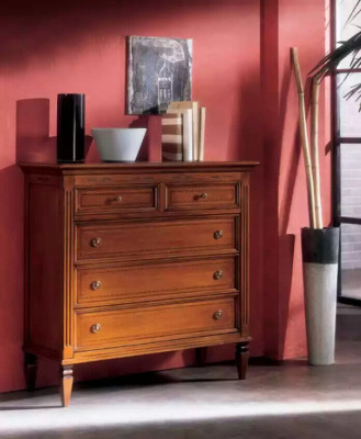 Cómoda de lujo para dormitorio con 5 cajones Armario de madera Diseño de muebles Nuevo