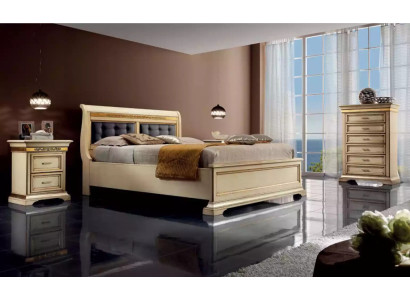 Diseño completo del dormitorio, Cama de lujo moderna, 2 mesitas de noche, Cómoda.