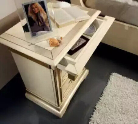 Diseño completo del dormitorio, Cama de lujo moderna, 2 mesitas de noche, Cómoda.