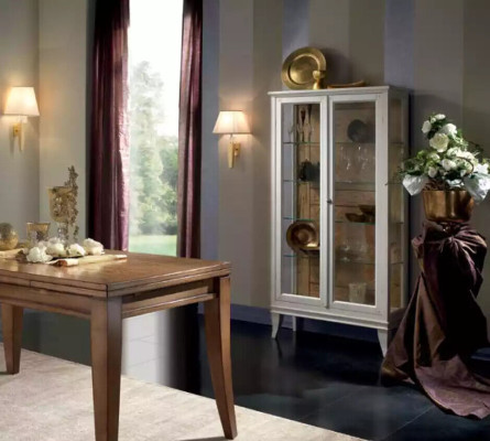 Vitrina mueble de lujo italiano Vitrinas Vidrio Diseño Armario Blanco Nuevo