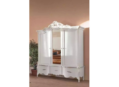 Armario blanco de madera maciza muebles dormitorio Diseñador puertas de vidrio