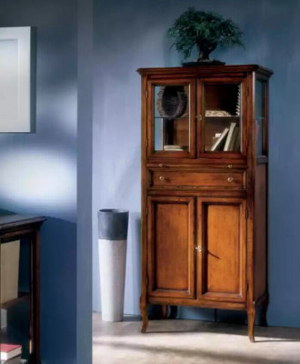 Clásico armario de muebles marrón vitrina vitrina de cristal nuevo.