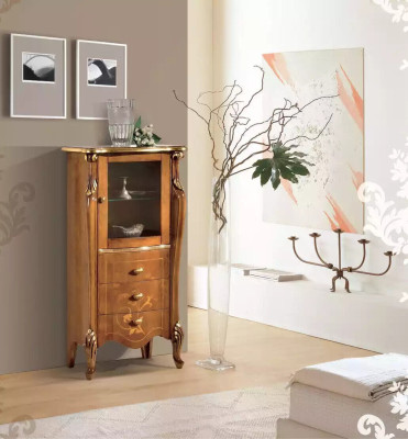 Clásica vitrina marrón para el comedor muebles de lujo aparador cómoda de madera.