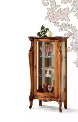 Vitrina de vidrio marrón clásica de lujo de madera con puertas de vidrio muebles de sala de estar.