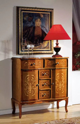 Cómoda marrón de lujo, clásico aparador, muebles de sala de estar, madera nueva.