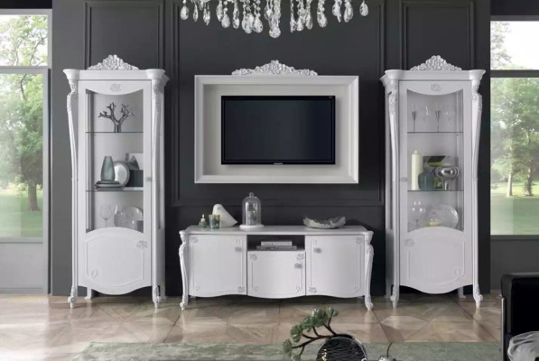 Mueble para TV blanco diseño estilo moderno con marco de cristal armario para RTV televisión nuevo